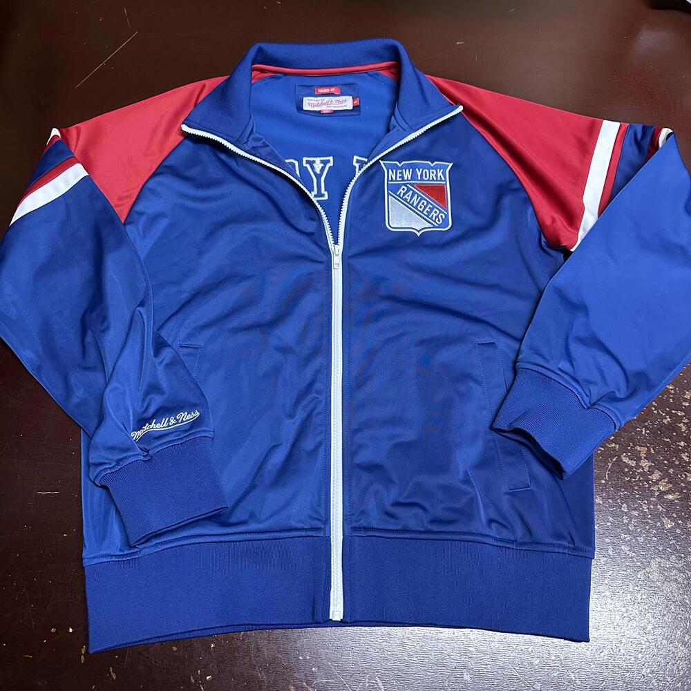 New York Rangers blue Mitchell & Ness zip up jacket lightweight large